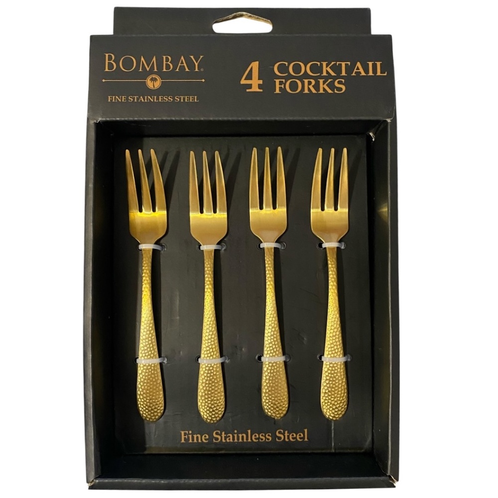 Gold plated stainless steel cocktail forks. Nwt